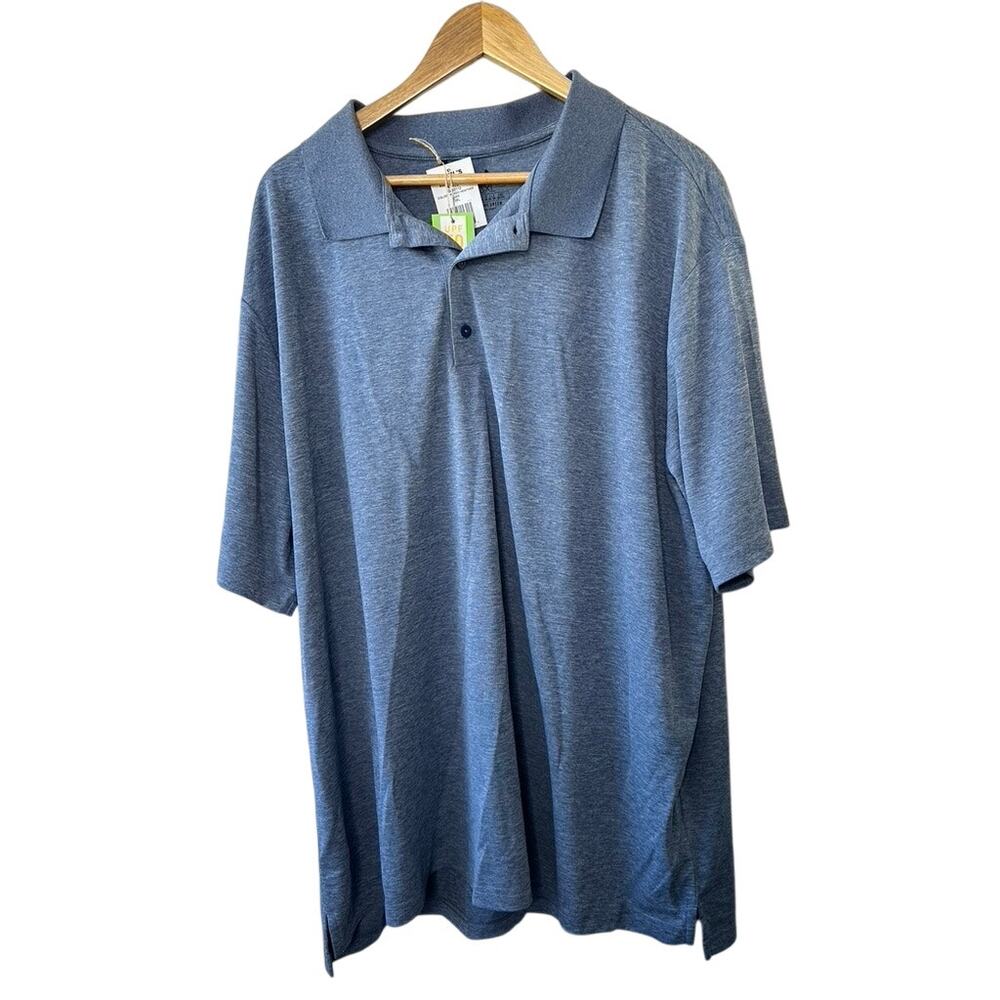 Adidas Indigo Heather - Blue - UPF 50 Prime Green Polo Shirt Men's 3XL NEW